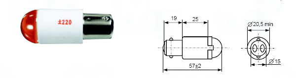 Светодиодная коммутаторная лампа СКЛ2 (Цоколь B15d/18)
