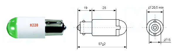 Светодиодная коммутаторная лампа СКЛ4 (Цоколь B15s/19)