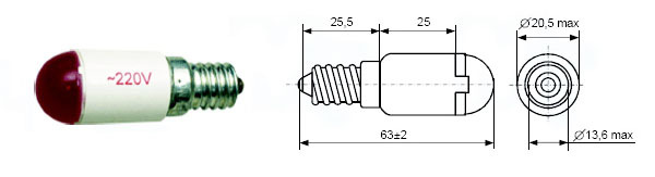 Светодиодная коммутаторная лампа СКЛ5 (Цоколь E14/25х17)
